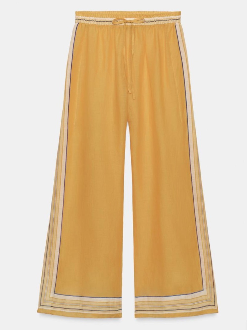 New ZARA 100% Ramie Striped Pants  - NWT